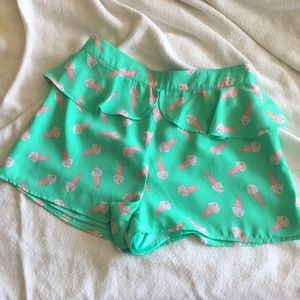 💗 Pink & Green 💚 Milkshake Ruffle Shorts